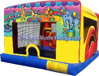4 in 1 Circus Carnival Indoor Combo Moonjump with Slide. Young guests will come flocking to spend time in the large jumping area, shoot some hoops, or challenge each other through the pop-up obstacles.  Chicago Illinois Party Rentals, Moonwalks, Jumping Jacks.  Be sure to Book a  Moonjump Today!