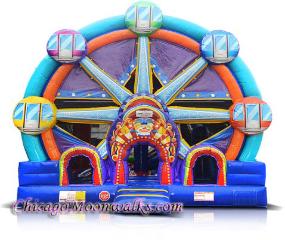 Ferris Wheel Combo Inflatable Bounce House Rental Chicago, Ferris Wheel Moonwalk Combo