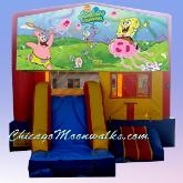 SpongeBob Squarepants Moonwalk Rental Chicago, A Sure Hit with Boys & Girls at Your Party.  Everyone�s Favorite Character Party Rental Bounce House. This Inflatable Moon Jump Features Slide, Basketball Hoop, and Large Jumping Area.  Be Sure to Get a Combo for Maximum Enjoyment.