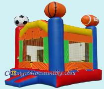 Sports Arena Themed Bounce House Rental. Chicago & Suburbs Party Rentals in Illinois. This Theme is what you need for any Children�s Party. Moonwalks are a popular way to entertain Kids.